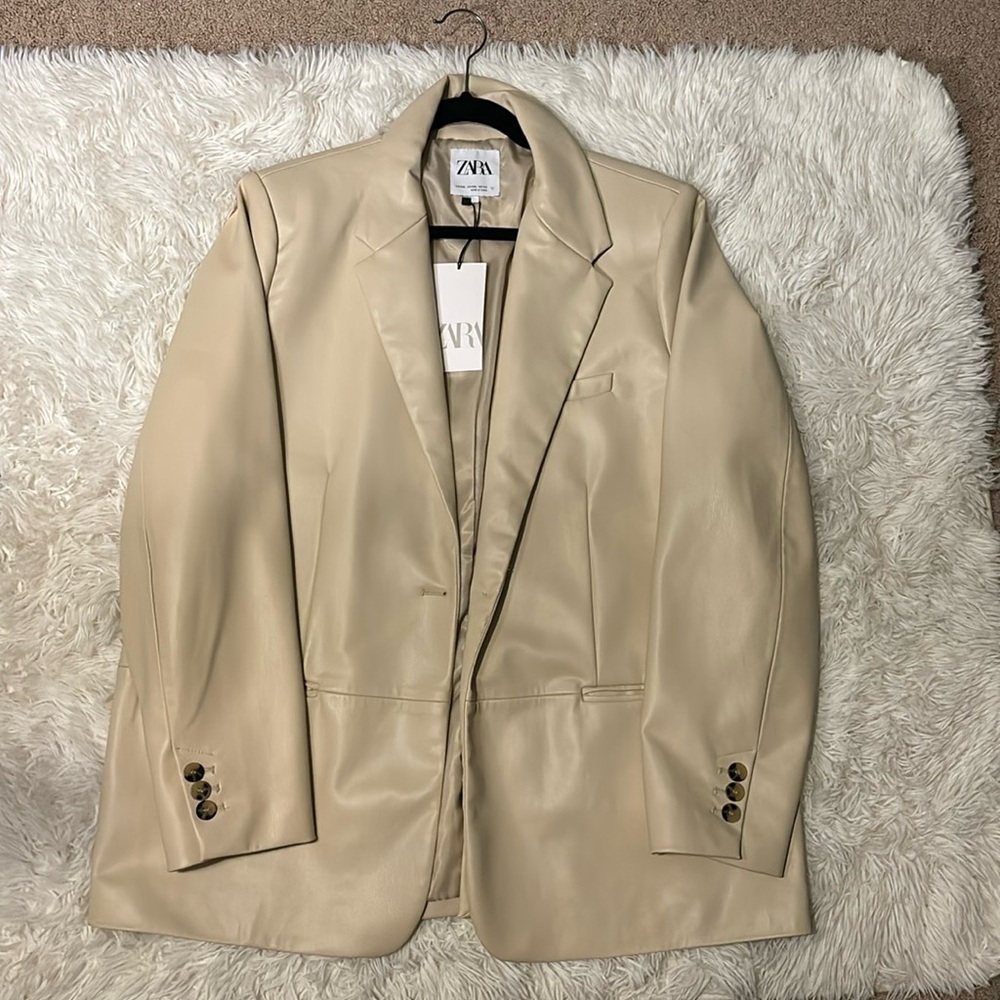 Zara leather blazer - never worn before!